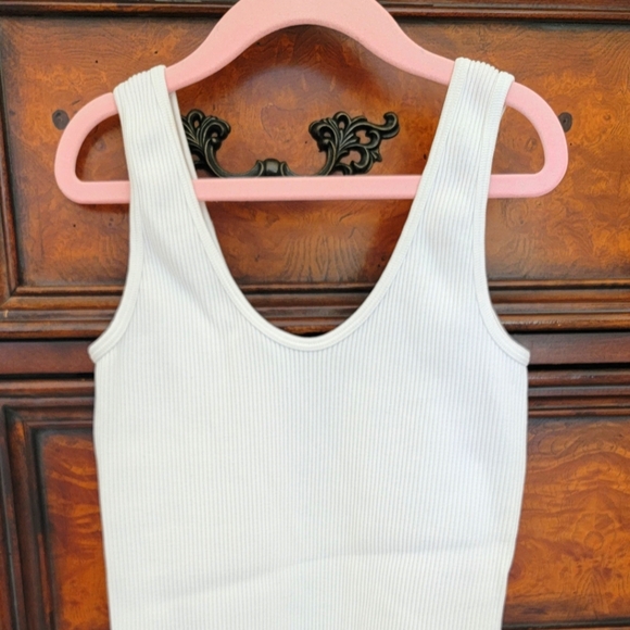 Zara Tops - ZARA White Ribbed Bodysuit XS